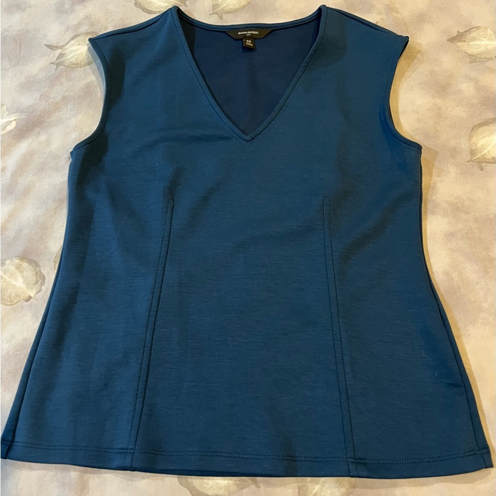 Banana Republic Deep Blue V-Neck Scuba Tank Top